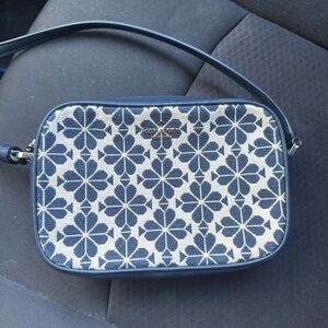 Kate Spade Small Crossbody - Blue Jacquard Floral